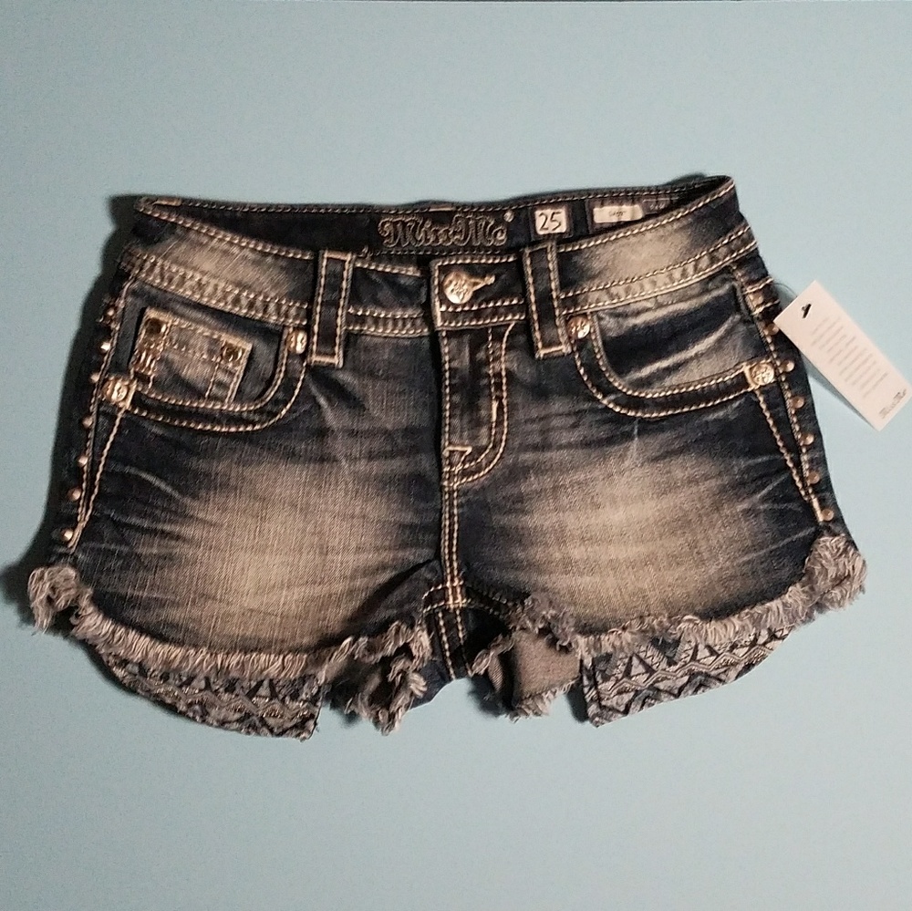 Miss Me Jean Shorts with Frayed Edges